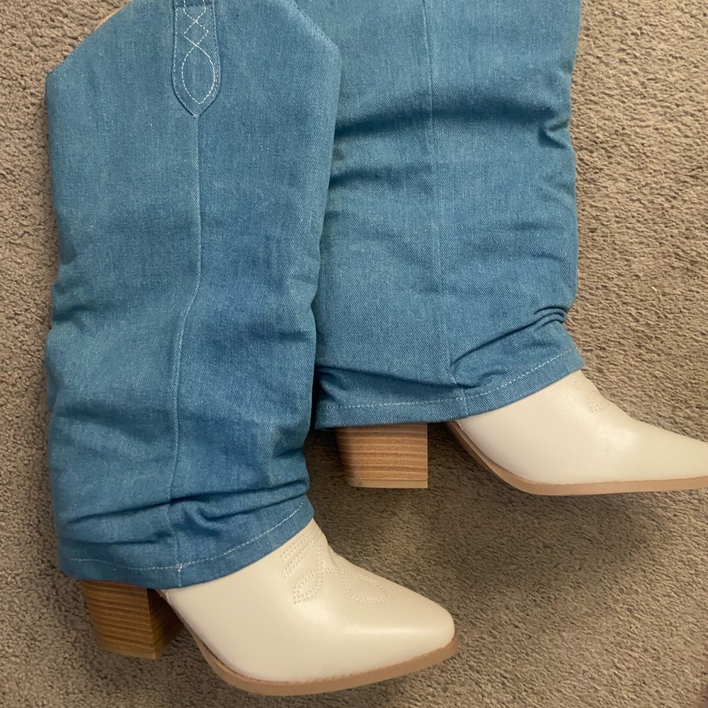Denim cowboy boots